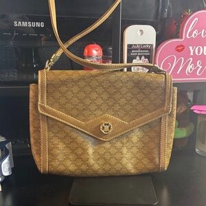 Celine Vintage Tan Patterned Shoulder Bag